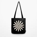 Big Daisy Retro Minimalist Flower Black and Almond Cream Tote Bag Gallery Image 2