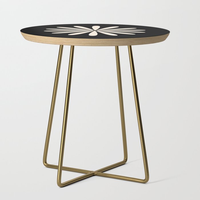 Big Daisy Retro Minimalist Flower Black and Almond Cream Side Table Gallery Image 1