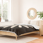 Big Daisy Retro Minimalist Flower Black and Almond Cream Duvet Cover Gallery Image 2