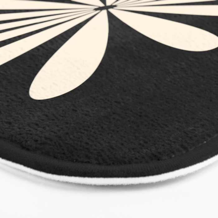 Big Daisy Retro Minimalist Flower Black and Almond Cream Bath Mat Gallery Image 3
