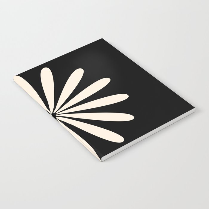 Big Daisy Retro Minimalist Flower Black and Almond Cream Notebook Gallery Image 1