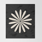 Big Daisy Retro Minimalist Flower Black and Almond Cream Throw Blanket Gallery Image 2