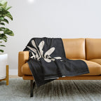 Big Daisy Retro Minimalist Flower Black and Almond Cream Throw Blanket Gallery Image 1