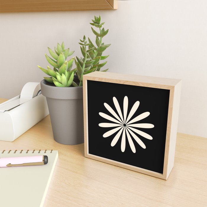Big Daisy Retro Minimalist Flower Black and Almond Cream Mini Art Print Gallery Image 2