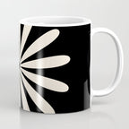 Big Daisy Retro Minimalist Flower Black and Almond Cream Coffee Mug Gallery Image 1