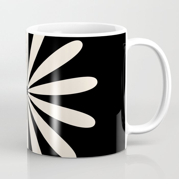 Big Daisy Retro Minimalist Flower Black and Almond Cream Coffee Mug Gallery Image 1