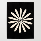Big Daisy Retro Minimalist Flower Black and Almond Cream Poster Gallery Image 4