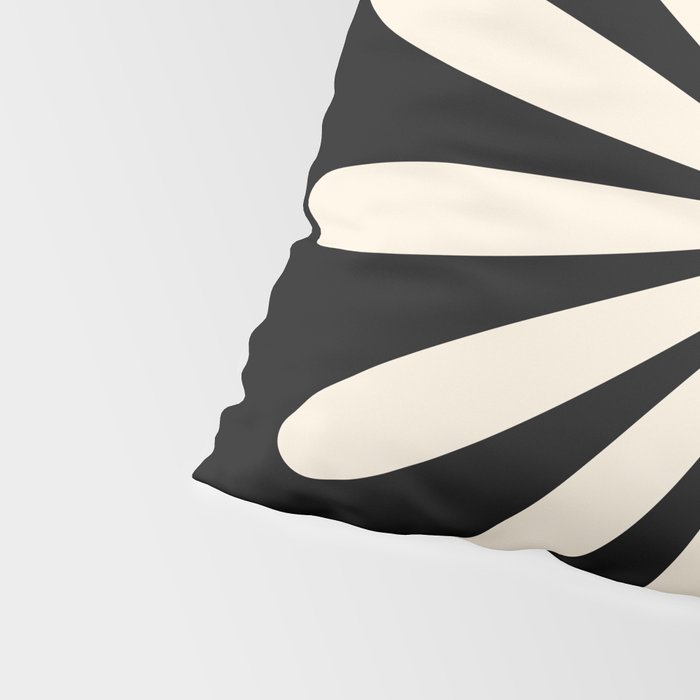 Big Daisy Retro Minimalist Flower Black and Almond Cream Pillow Sham Gallery Image 4