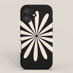 Big Daisy Retro Minimalist Flower Black and Almond Cream iPhone Case Gallery Image 1