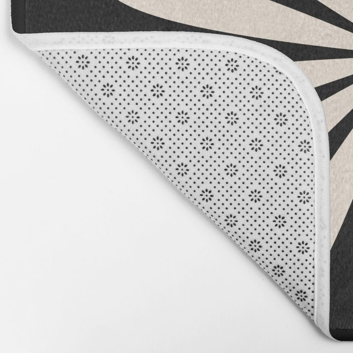 Big Daisy Retro Minimalist Flower Black and Almond Cream Bath Mat Gallery Image 2