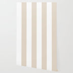 Neutral Stripes Narrow Vertical Stripe Pattern in Mushroom Beige and White Wallpaper Gallery Image 2