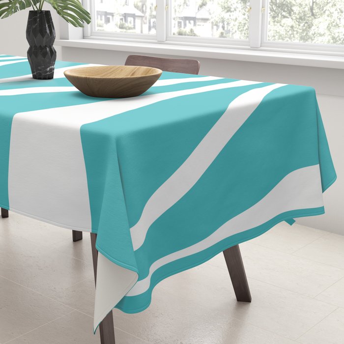 Mid Century Modern Abstract Lounge Pattern in Turquoise Tablecloth Gallery Image 3