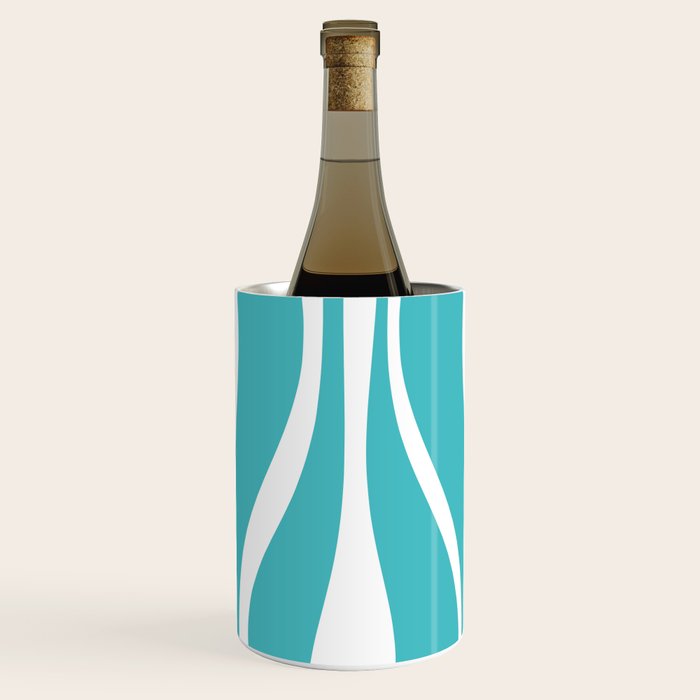 Mid Century Modern Abstract Lounge Pattern in Turquoise Wine Chiller Gallery Image 3