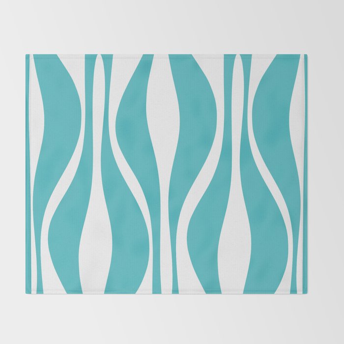 Mid Century Modern Abstract Lounge Pattern in Turquoise Throw Blanket Gallery Image 2