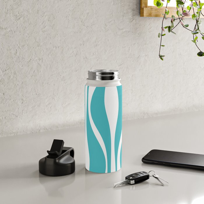 Mid Century Modern Abstract Lounge Pattern in Turquoise Water Bottle Gallery Image 4