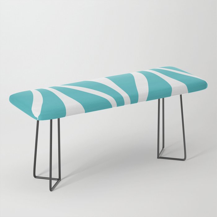 Mid Century Modern Abstract Lounge Pattern in Turquoise Bench Gallery Image 1