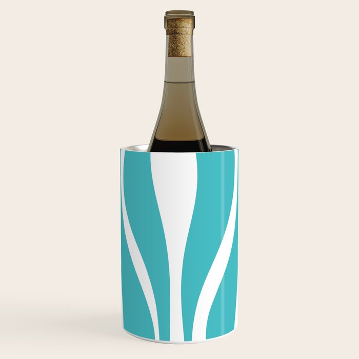 Mid Century Modern Abstract Lounge Pattern in Turquoise Wine Chiller Gallery Image 1