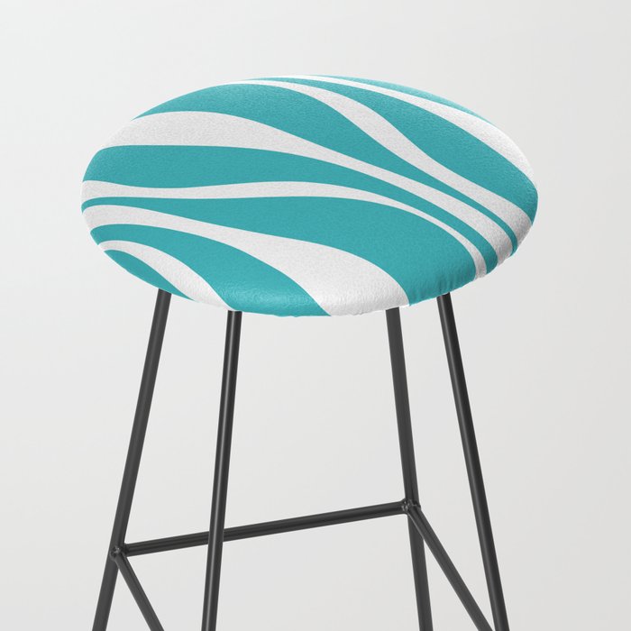 Mid Century Modern Abstract Lounge Pattern in Turquoise Stool Gallery Image 2