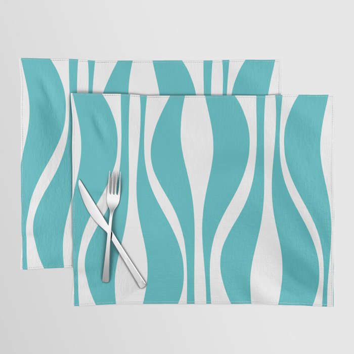 Mid Century Modern Abstract Lounge Pattern in Turquoise Placemat Gallery Image 1