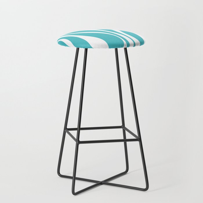 Mid Century Modern Abstract Lounge Pattern in Turquoise Stool Gallery Image 1