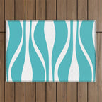 Mid Century Modern Abstract Lounge Pattern in Turquoise Outdoor Rug Gallery Image 1