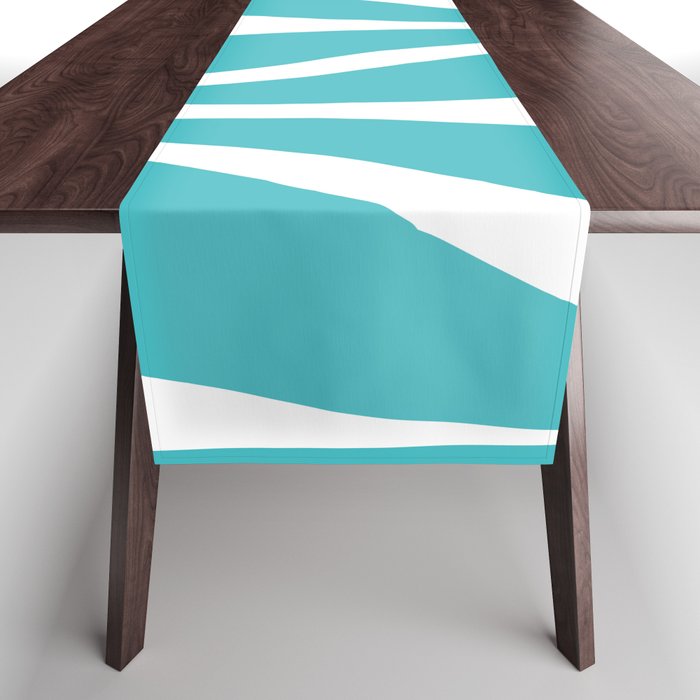 Mid Century Modern Abstract Lounge Pattern in Turquoise Table Runner Gallery Image 1