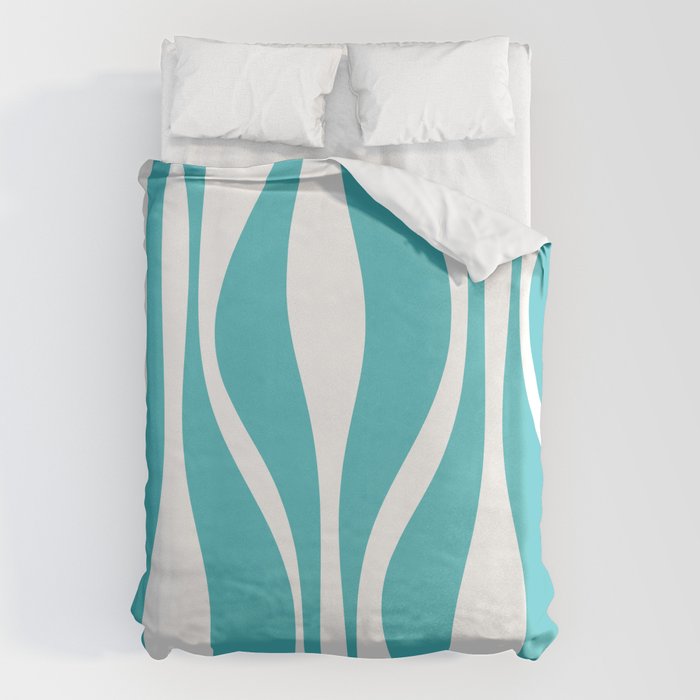 Mid Century Modern Abstract Lounge Pattern in Turquoise Duvet Cover Gallery Image 6