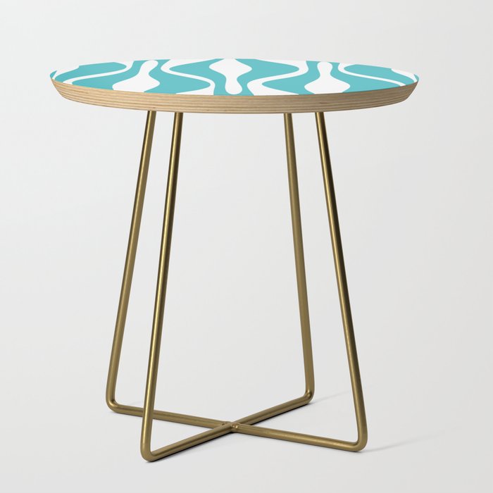 Mid Century Modern Abstract Lounge Pattern in Turquoise Side Table Gallery Image 1