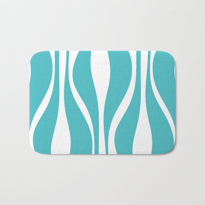 Mid Century Modern Abstract Lounge Pattern in Turquoise Bath Mat Gallery Image 1