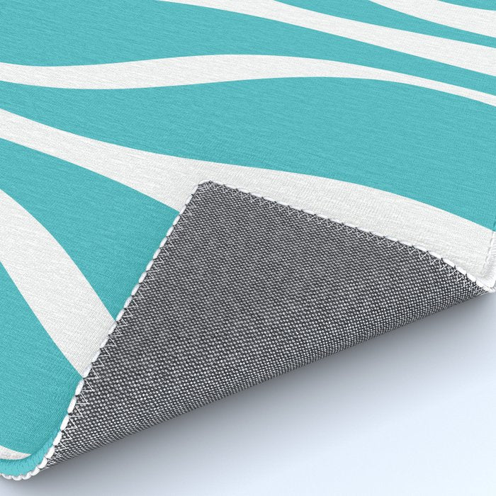 Mid Century Modern Abstract Lounge Pattern in Turquoise Rug Gallery Image 4