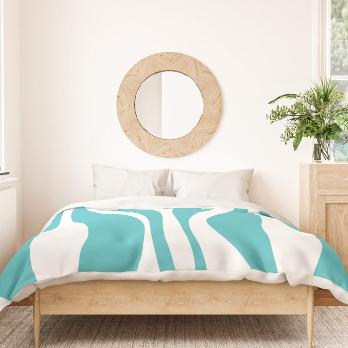 Mid Century Modern Abstract Lounge Pattern in Turquoise Duvet Cover Gallery Image 3