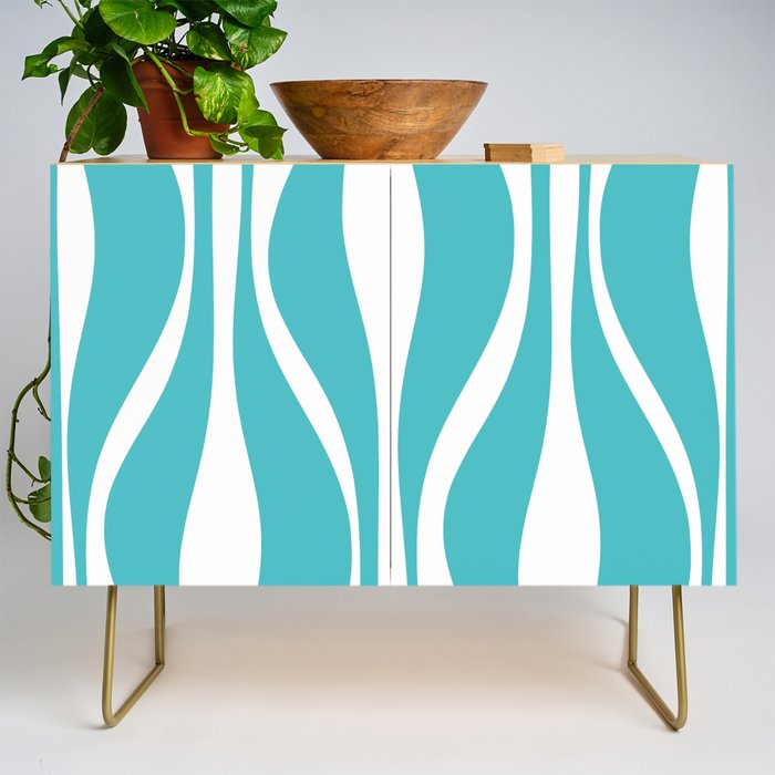 Mid Century Modern Abstract Lounge Pattern in Turquoise Credenza Gallery Image 1