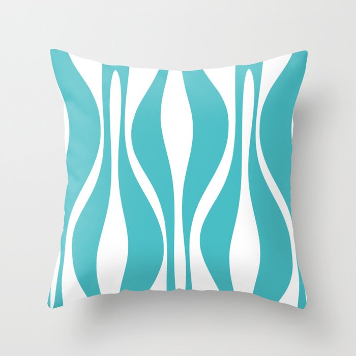 Mid Century Modern Abstract Lounge Pattern in Turquoise Throw Pillow Gallery Image 6