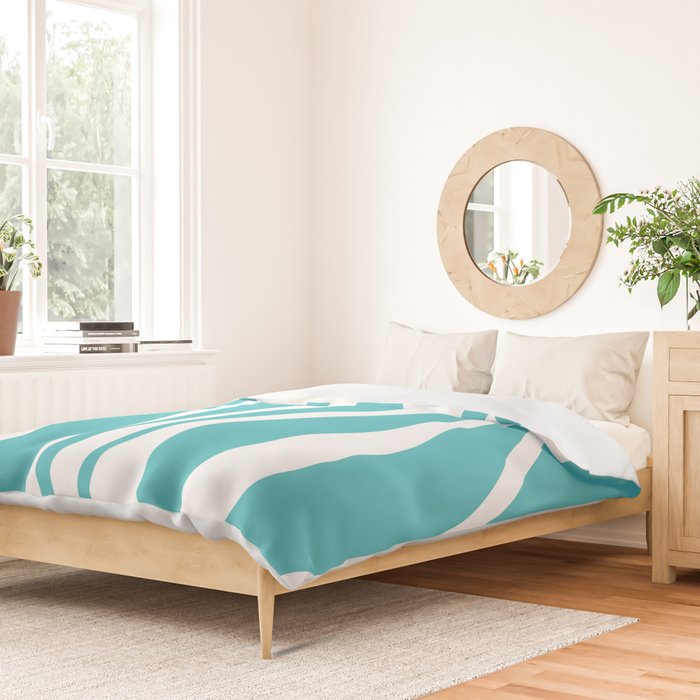 Mid Century Modern Abstract Lounge Pattern in Turquoise Duvet Cover Gallery Image 2