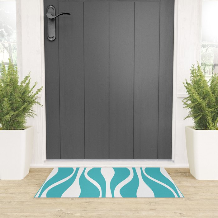 Mid Century Modern Abstract Lounge Pattern in Turquoise Welcome Mat Gallery Image 3