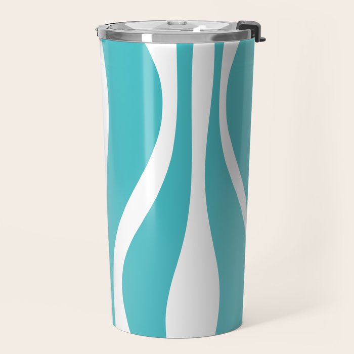 Mid Century Modern Abstract Lounge Pattern in Turquoise Travel Mug Gallery Image 2