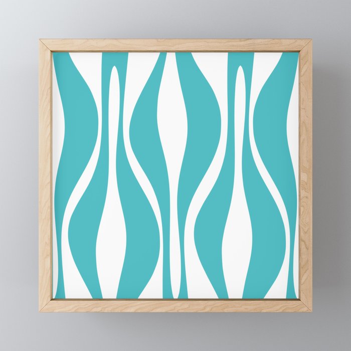 Mid Century Modern Abstract Lounge Pattern in Turquoise Mini Art Print Gallery Image 1