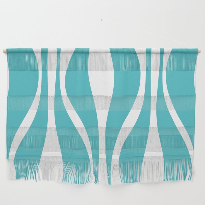 Mid Century Modern Abstract Lounge Pattern in Turquoise Wall Hanging Gallery Image 1