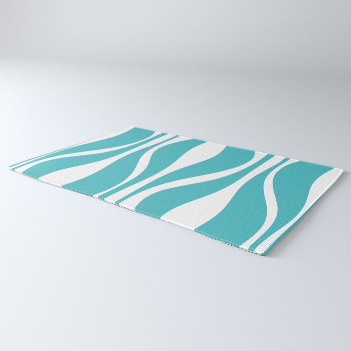 Mid Century Modern Abstract Lounge Pattern in Turquoise Rug Gallery Image 3