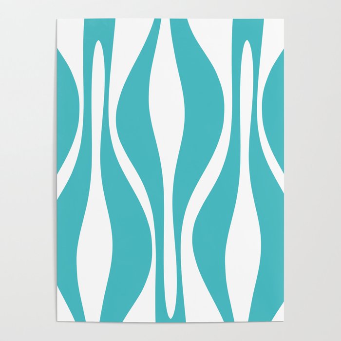 Mid Century Modern Abstract Lounge Pattern in Turquoise Poster Gallery Image 4
