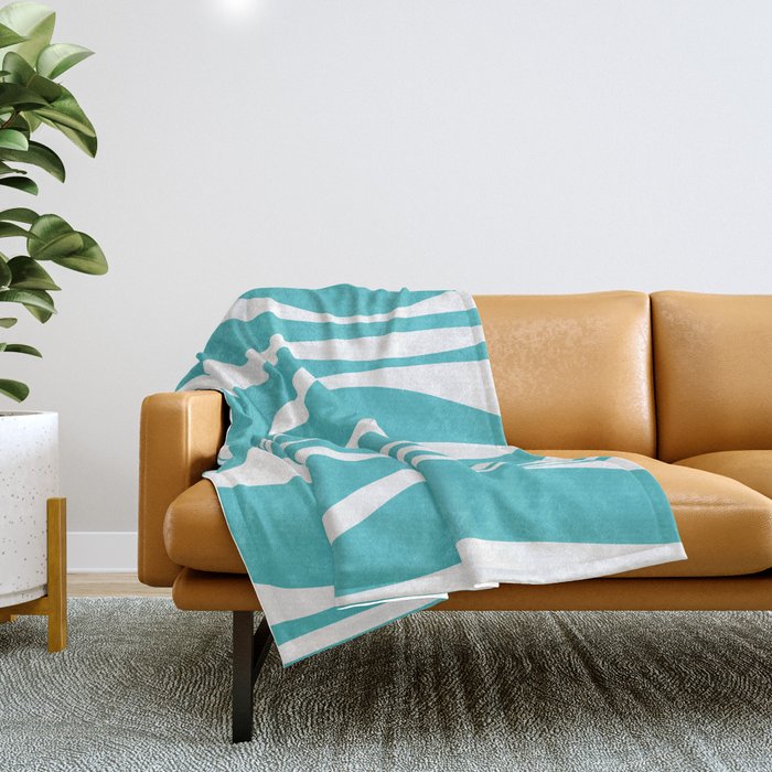 Mid Century Modern Abstract Lounge Pattern in Turquoise Throw Blanket Gallery Image 1