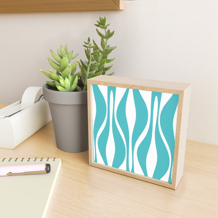 Mid Century Modern Abstract Lounge Pattern in Turquoise Mini Art Print Gallery Image 2