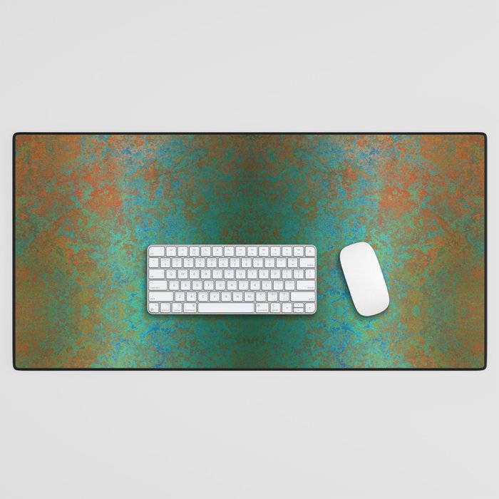 Vintage Teal and Copper Rust Desk Mat Gallery Image 1