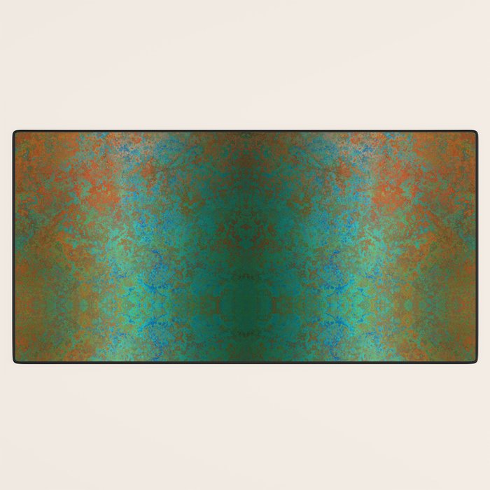 Vintage Teal and Copper Rust Desk Mat Gallery Image 3