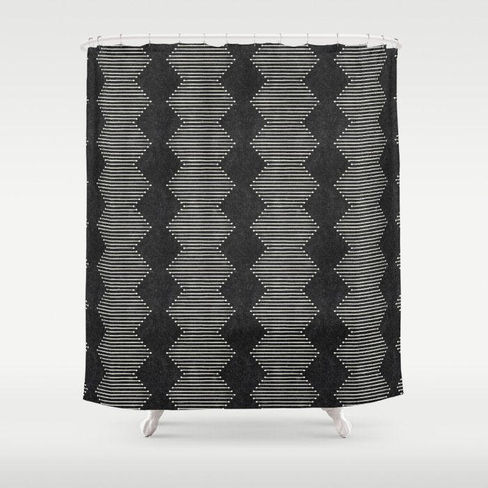 mudcloth diamonds - onyx Shower Curtain Gallery Image 1