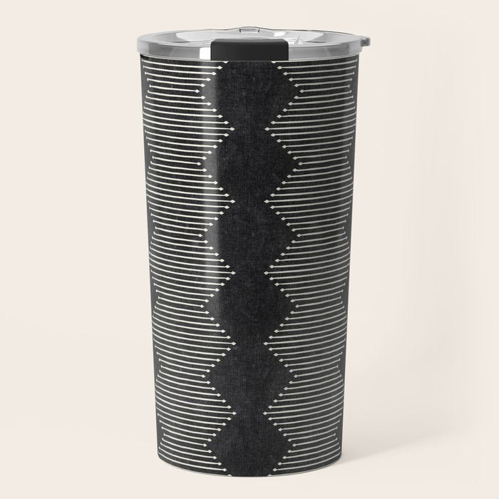 mudcloth diamonds - onyx Travel Mug Gallery Image 1