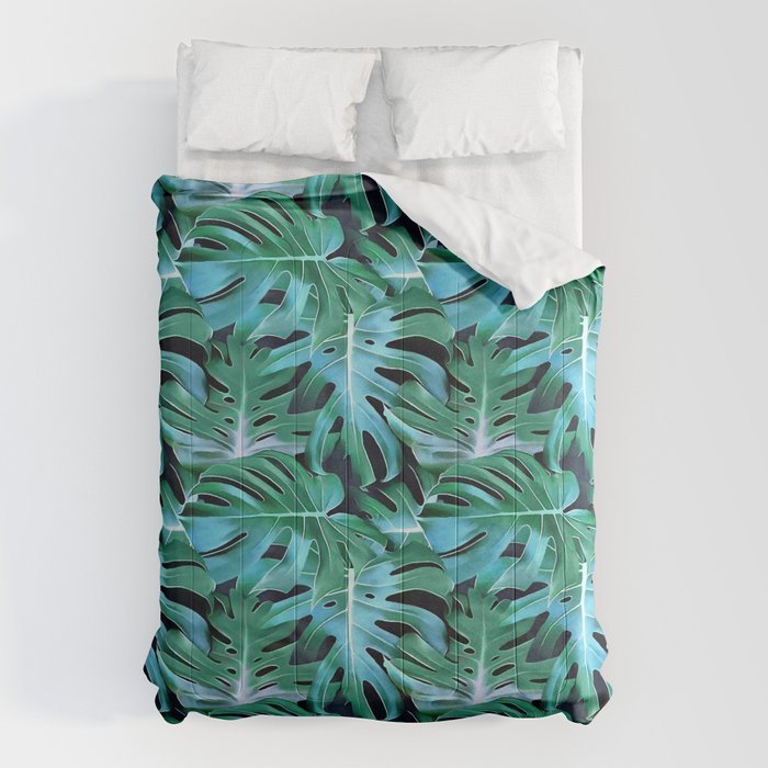 Monstera leaves Comforter Gallery Image 6