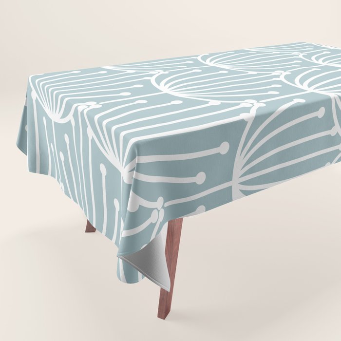 Retro Art, Floral Prints, Light Blue and White Tablecloth Gallery Image 1