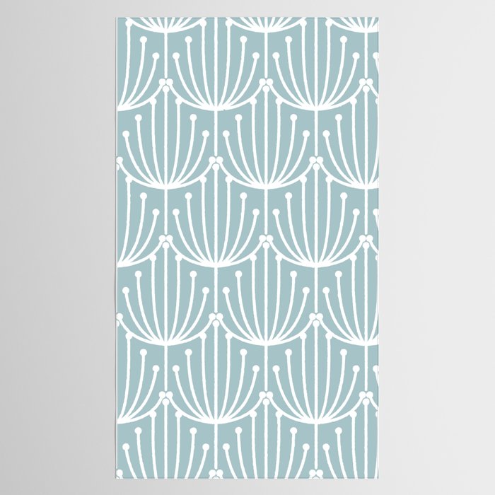 Retro Art, Floral Prints, Light Blue and White Tablecloth Gallery Image 2