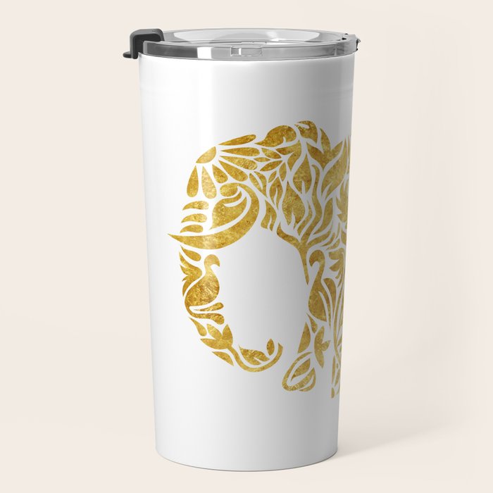 Floral Elephant in Gold Travel Mug Gallery Image 3